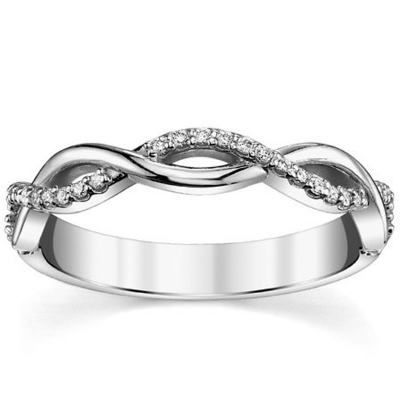 0.13Ct Infinity Round Cut Moissanite Stackable Band In 14k18k Gold - Picture 1 of 7